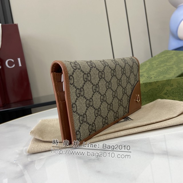 Gucci專櫃古馳最新款Emblem系列翻蓋長夾錢包 jh2411型號：821802
